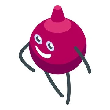 Happy beetroot walking with a big smile isometric icon Stock Illustration