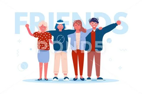 Happy best friends hugging Stock Illustration