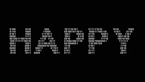 Happy. Binary code in the screen. Looping footage. Illustration. 스톡 동영상 124443045