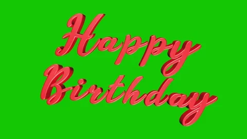 Happy Birthday 3D Render Red Text Wave, Warp Animation on Green Background Stock Footage 231334524