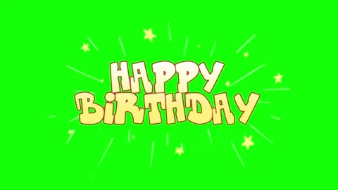 Happy birthday animated text with exploding confetti on green screen background Stock Footage 338178952
