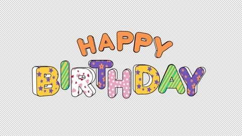 Happy Birthday animated title on alpha Stock Footage 342065642