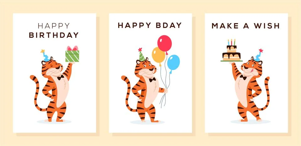 Happy Birthday, B day, Make a wish greeting cards. Stock Illustration