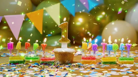 Happy Birthday background for one year ... | Stock Video | Pond5