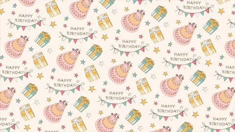 Happy Birthday background pattern on a seamless loop Stock Footage 229393386