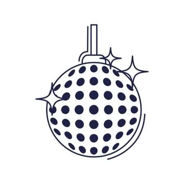 Happy birthday, bright disco ball event celebration party line style icon Stock Illustration
