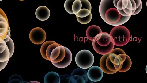 Happy Birthday Bubbles and text neon and black glowing animated greeting Stock Footage 296086027