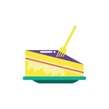 Happy birthday cake with fork vector design Stock Illustration