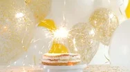 Happy Birthday Cake With Sparklers. Greeting Card 1080P Fullhd Stock Footage