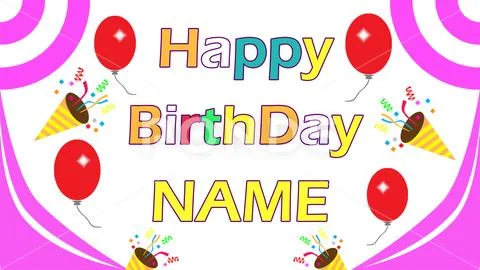 Happy Birthday Card With Name PSD Template