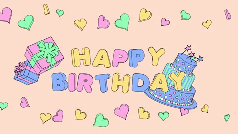 Happy Birthday Cartoon Animation Loop Stock Footage 190919618