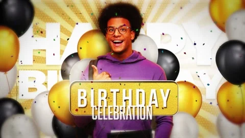 Happy Birthday Celebration Slideshow After Effects stock