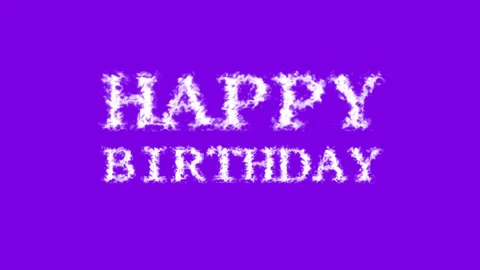 Happy Birthday cloud text effect violet isolated background Stock Footage 139635988