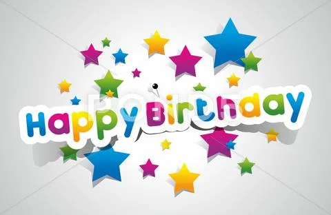 Happy Birthday coloured card on gradient background Stock Illustration