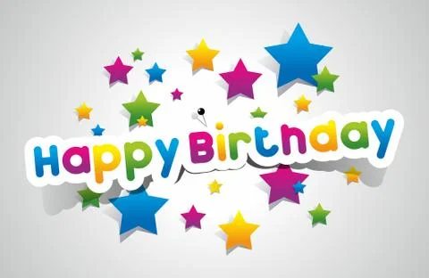 Happy Birthday coloured card on gradient background Stock Illustration