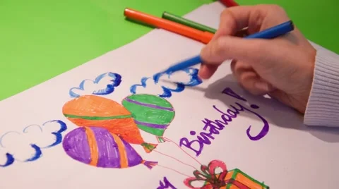 Happy Birthday drawing Stock Footage 43852293
