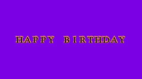 Happy Birthday fire text effect violet background Stock Footage 136151868