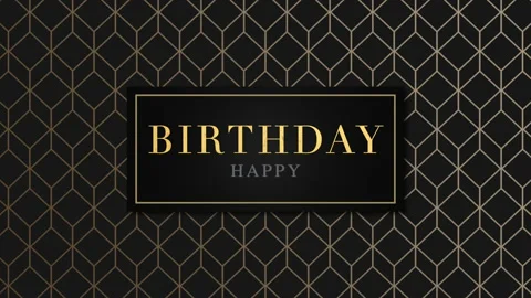 Happy Birthday with gold cubes pattern on black modern gradient Video stock 236175856
