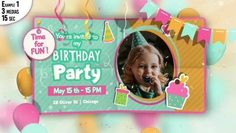Happy Birthday Invitation and Slideshow Stock After Effects