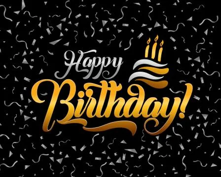 Happy birthday lettering text vector illustration. Birthday greeting card des Stock Illustration