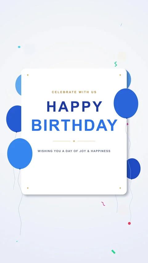 Happy birthday loop animation with blue balloons Stock Footage 346645490