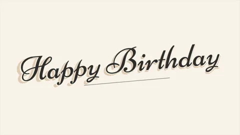 Happy Birthday message in cursive handwriting, black ink on white background Stock Footage 267014446