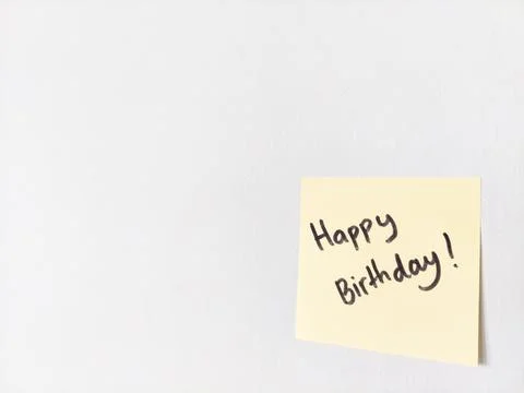 Happy Birthday Message on Sticky Note Stock Photos