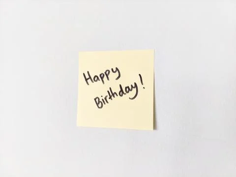 Happy Birthday Message on Sticky Note Stock Photos