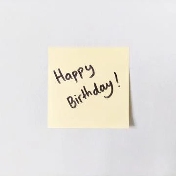 Happy Birthday Message on Sticky Note Stock Photos