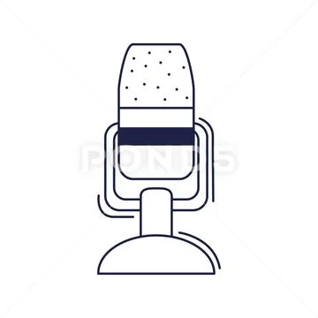 Happy birthday, microphone voice announce celebration party line style icon Stock Illustration