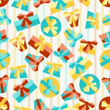 Happy Birthday party seamless pattern with gifts Stock Illustration