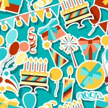 Happy Birthday party seamless pattern Stock Illustration