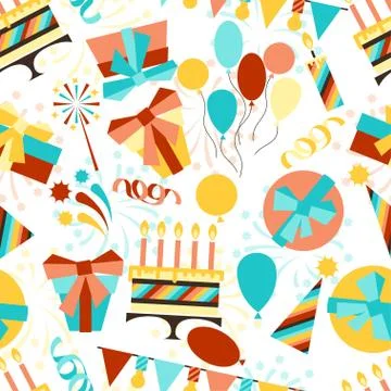 Happy Birthday party seamless pattern Stock Illustration
