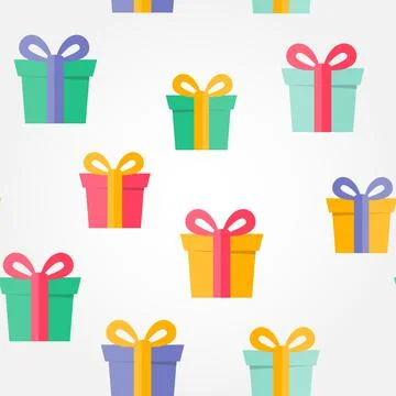 Happy Birthday party Seamless Pattern Background with Gift Box. Illustration Illustrazione stock