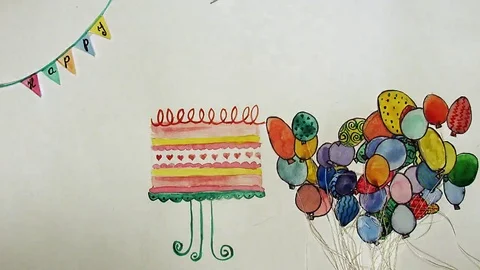Happy birthday postcard 스톡 동영상 69225958