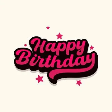 Happy birthday retro style typography greeting card with some star icon. Stock Illustration