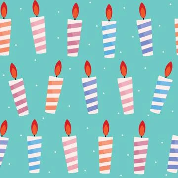 Happy Birthday Seamless Pattern Background with Candles. Vector Illustration  Illustrazione stock