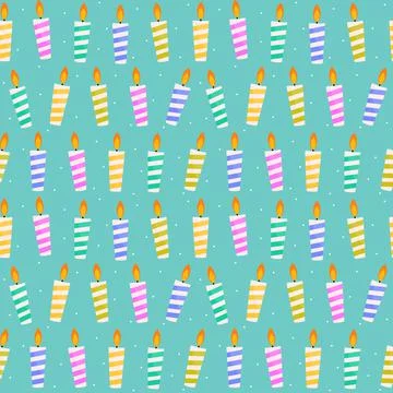 Happy Birthday Seamless Pattern Background with Candles. Vector Illustration  Stockillustratie