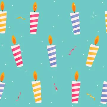 Happy Birthday Seamless Pattern Background with Candles. Vector Illustration  Stock Illustration