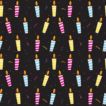Happy Birthday Seamless Pattern Background with Candles. Vector Illustration  Stockillustratie
