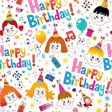 Happy birthday seamless pattern Stock Illustration