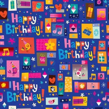 Happy birthday seamless pattern Stock Illustration
