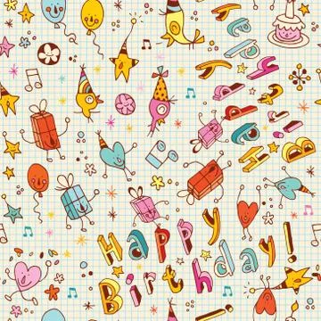 Happy birthday seamless pattern Illustrazione stock