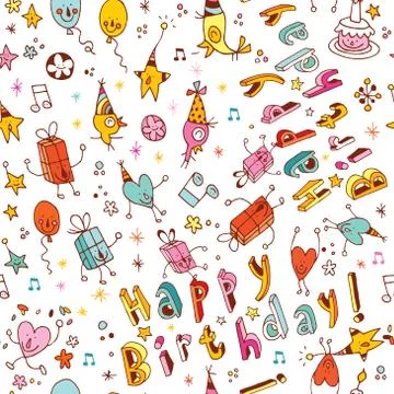 Happy birthday seamless pattern Stock Illustration