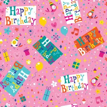 Happy Birthday seamless pattern Stock Illustration