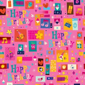 Happy Birthday seamless pattern Stock Illustration