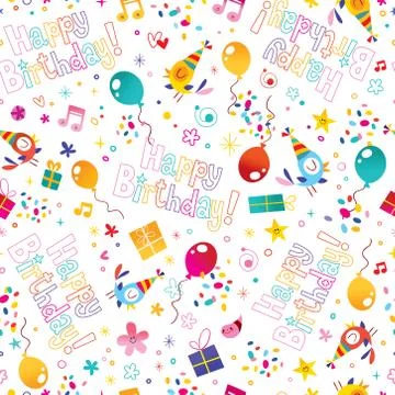 Happy birthday seamless pattern Stock Illustration