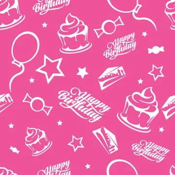 Happy Birthday seamless pattern Illustrazione stock