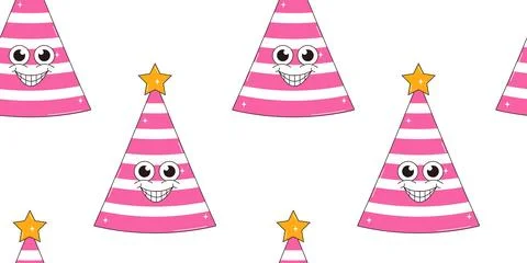 Happy birthday seamless pattern in retro groovy style. Vintage characters Stock Illustration