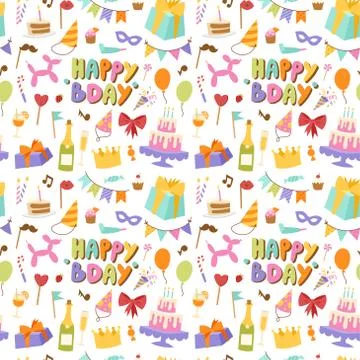 Happy birthday seamless pattern vector イラスト素材